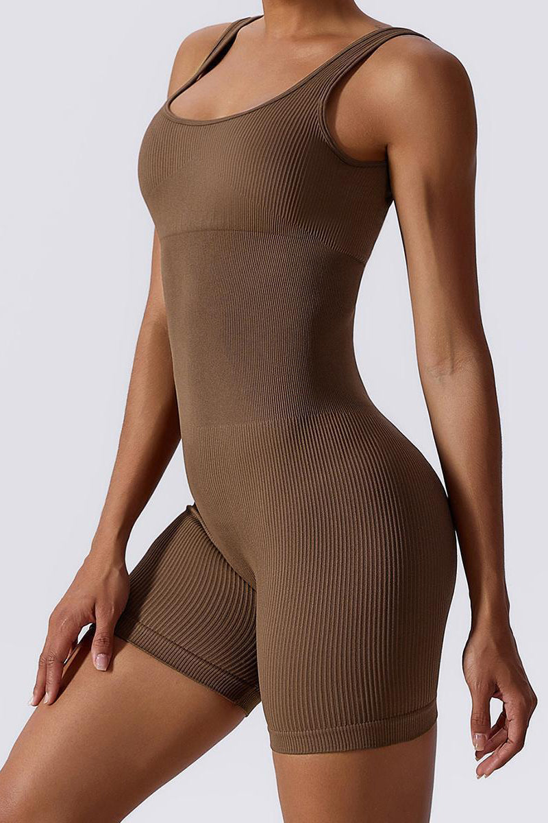 KATCH ME Womens Ribbed Stretch Shaping Seamless Playsuit