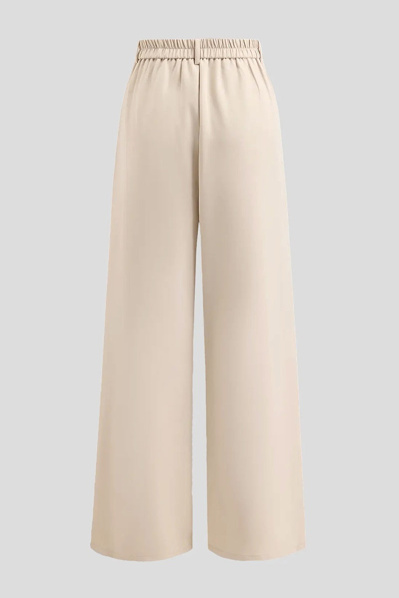 KATCH ME Womens High Waist Plicated Wide Leg Suiting Pants