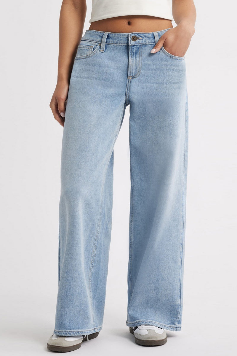 KATCH ME Womens Low Rise High Stretch Multi Pocket Wide Leg Jeans