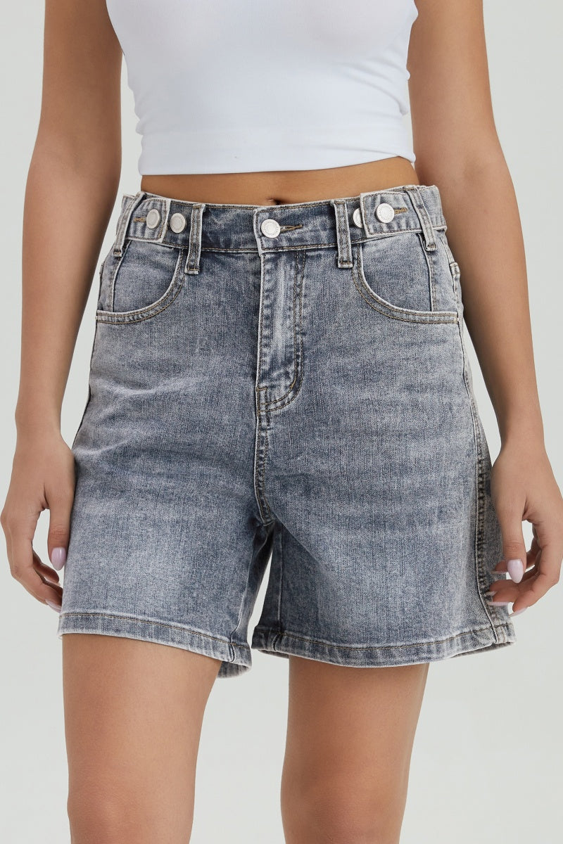 KATCH ME Womens High Waist Multi Pocket Denim Bermuda Shorts