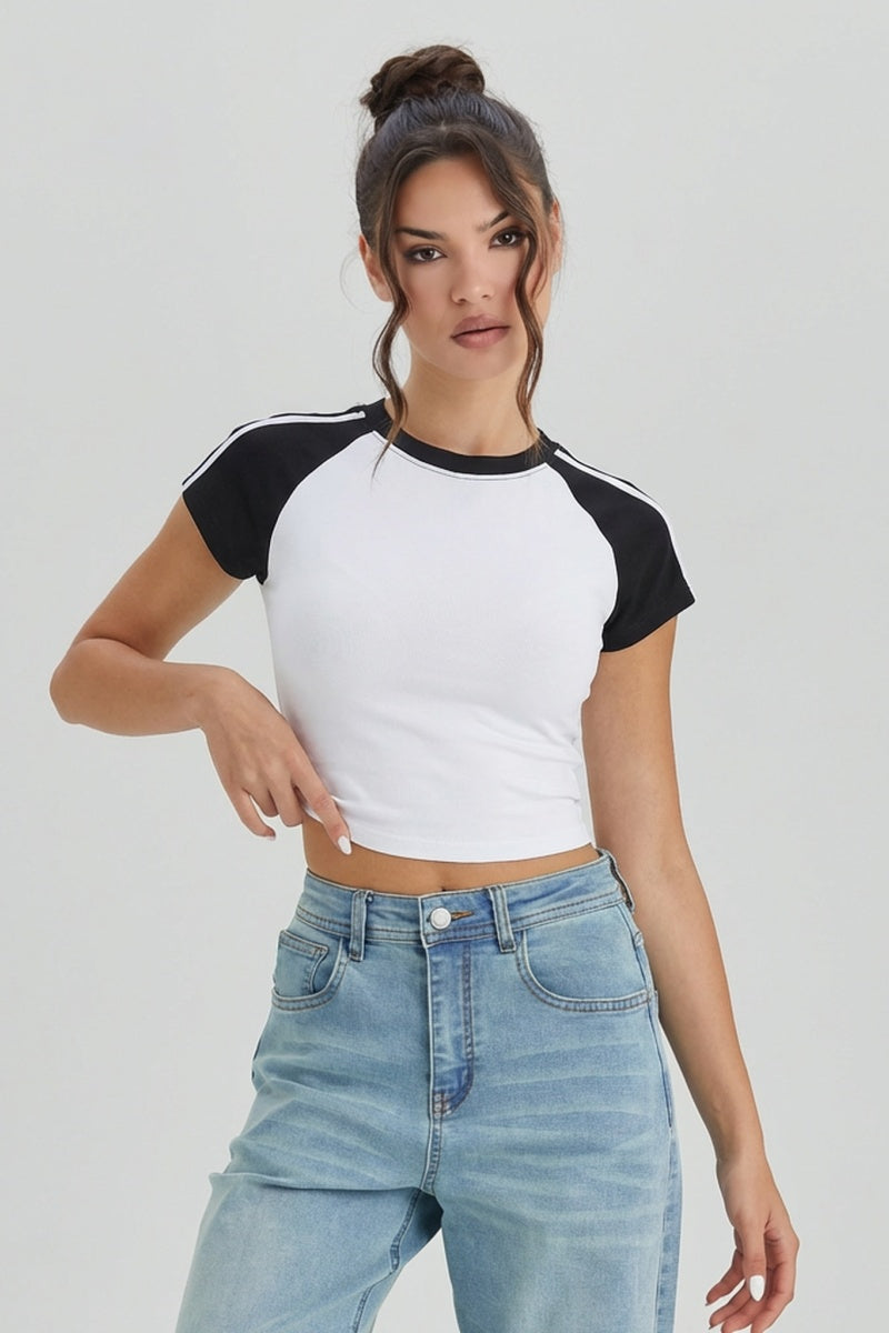 KATCH ME Womens Striped Round Neck Short Sleeve T Shirt