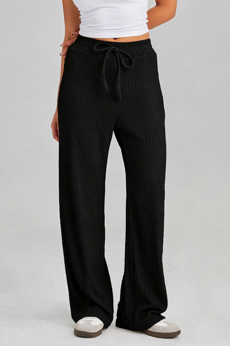 KATCH ME Womens High Waist Drawstring Wide Leg Pants