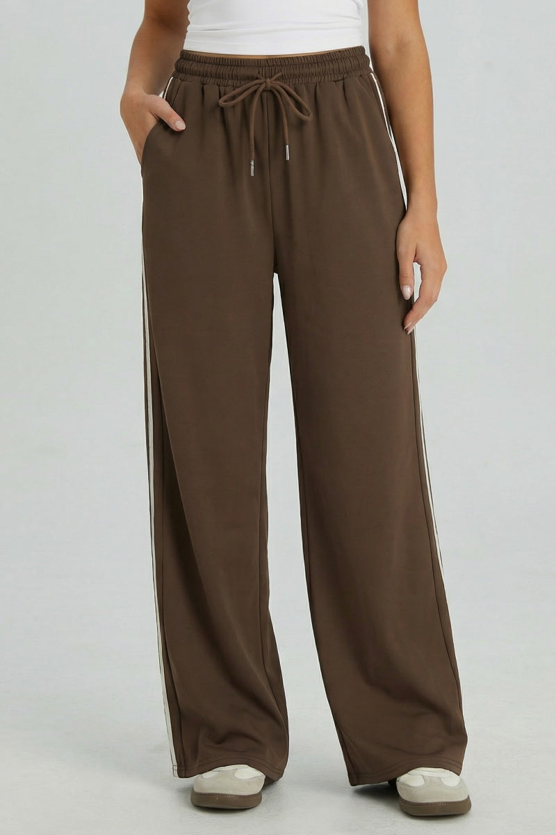 KATCH ME Womens High Waist Striped Wide Leg Pants