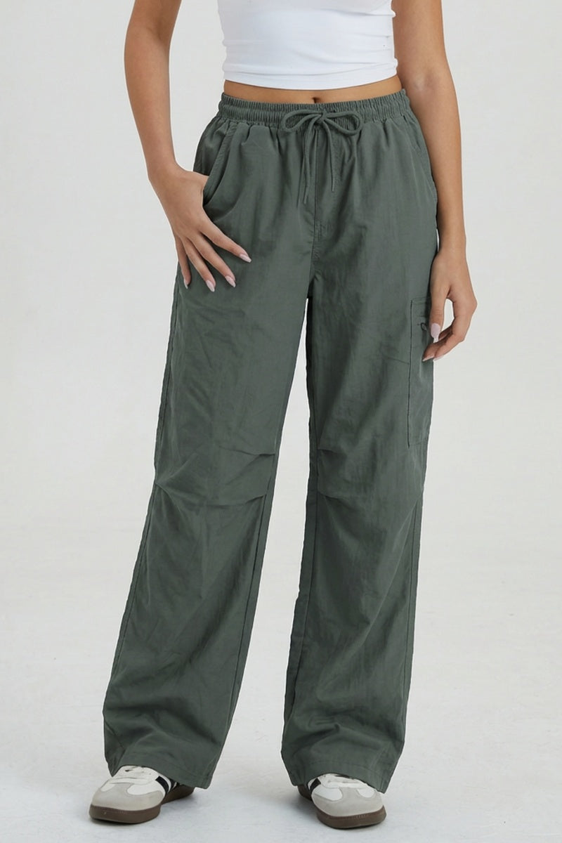 KATCH ME Womens Mid Rise Lightweight Wide Leg Pants