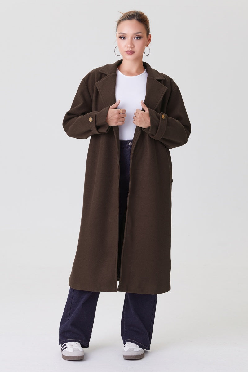 KATCH ME Womens Double Breasted Notch Lapel Long Coat
