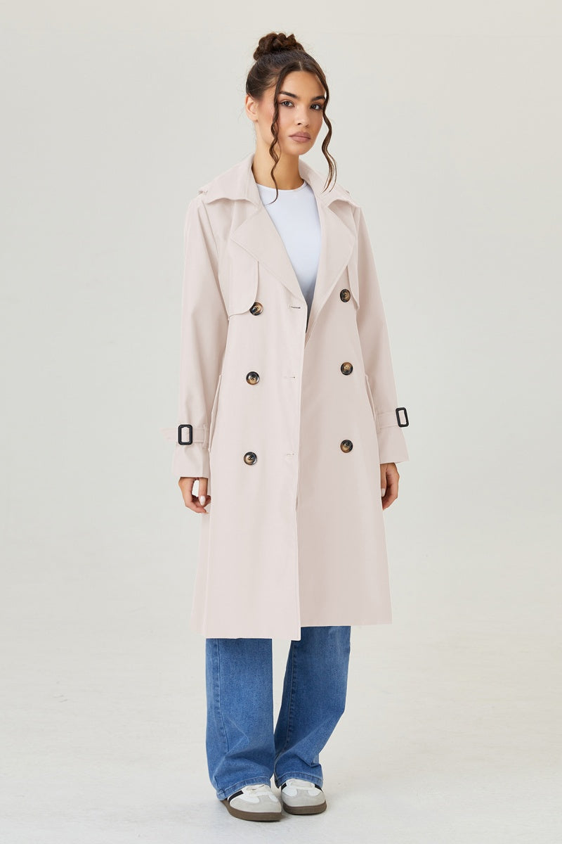 KATCH ME Womens Double Breasted Detachable Belt Trench Coat