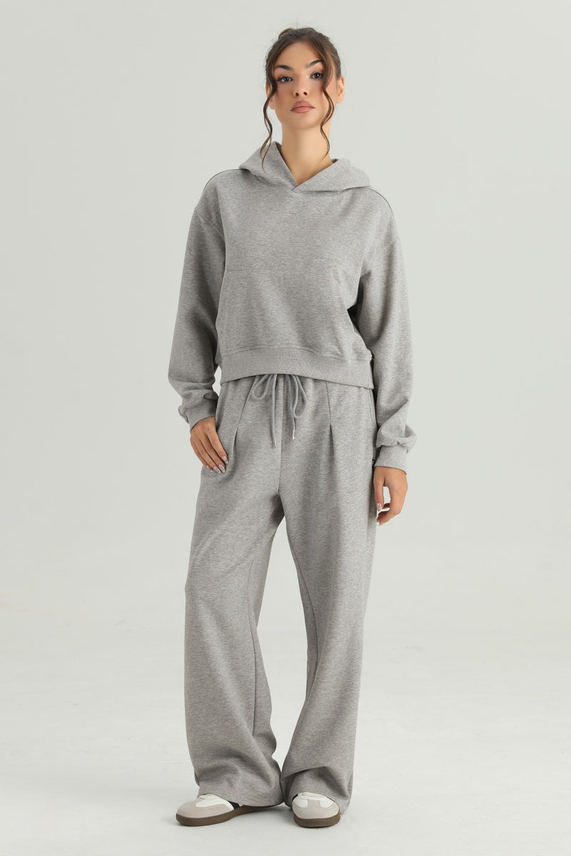KATCH ME Womens Cropped Hoodie and Wide Leg Pants Set