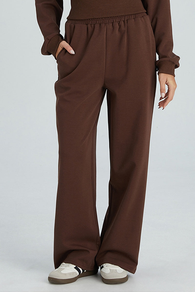 KATCH ME Womens Solid Color Mid Rise Wide Leg Pants