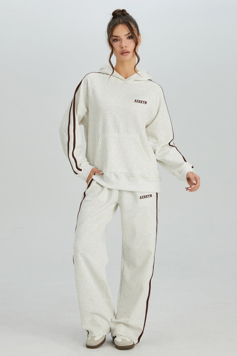 KATCH ME Womens Stripe Hoodie and Wide Leg Pants Set