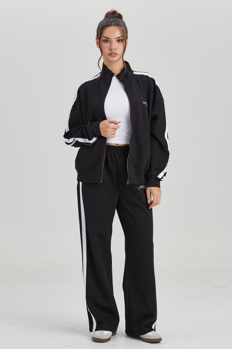 KATCH ME Womens Mock Neck Stripe Sweatshirt and Pants Set
