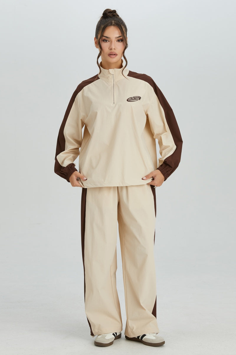 KATCH ME Womens Striped Mock Neck Sweatshirt and Pants Set