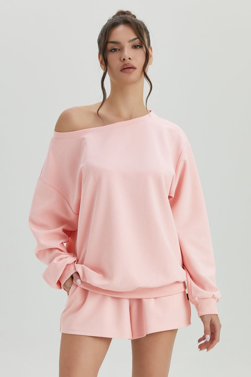 KATCH ME Womens Sloping Shoulder Long Sleeve Scoop Neck Top