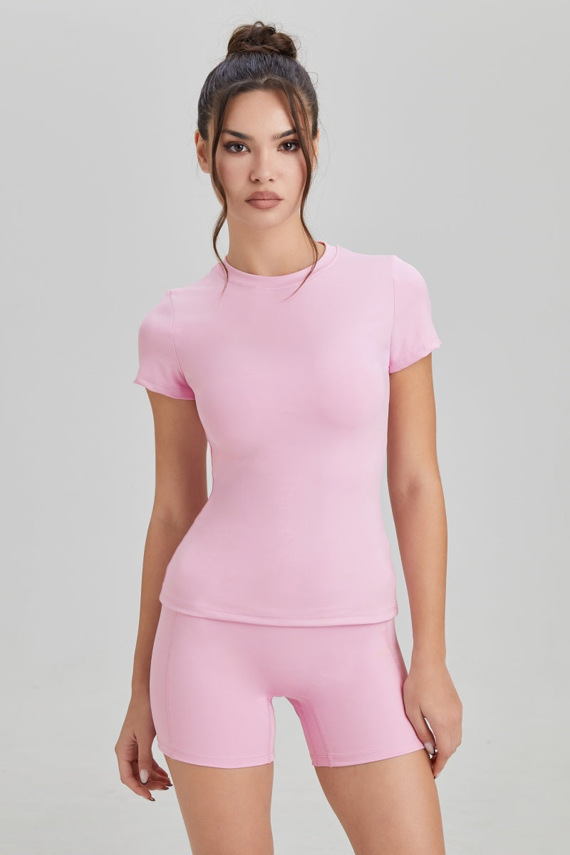 KATCH ME Womens Seamless Short Sleeve Top and Shorts Set