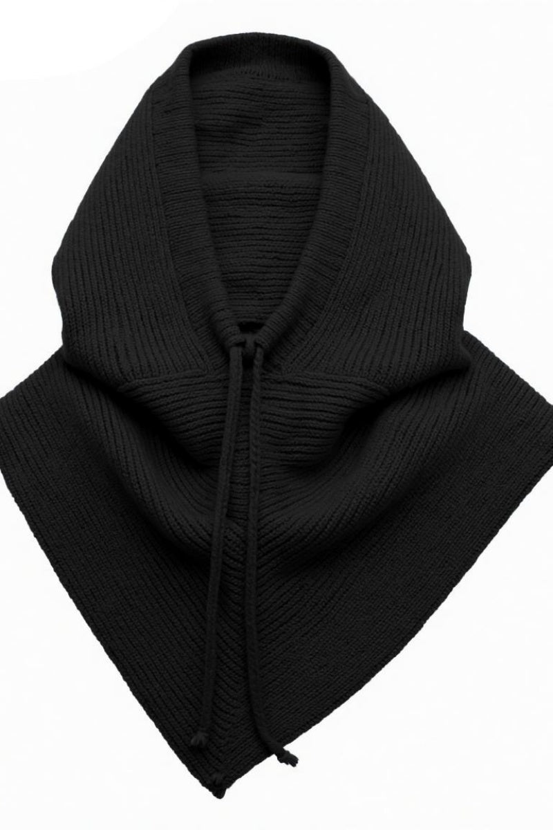KatchMe Women's Leisure Thermal Drawstring Knitted Scarf Hat, Versatile Solid Color Two-In-One Windproof Neck Warmer for Fall & Winter, Classy Accessories - Katch Me