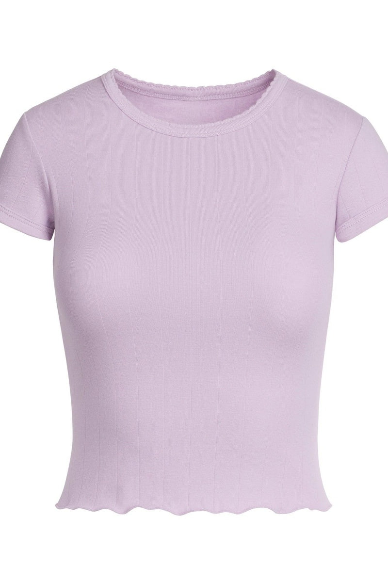 KATCH ME Curved Hem Round Neck Crop Top