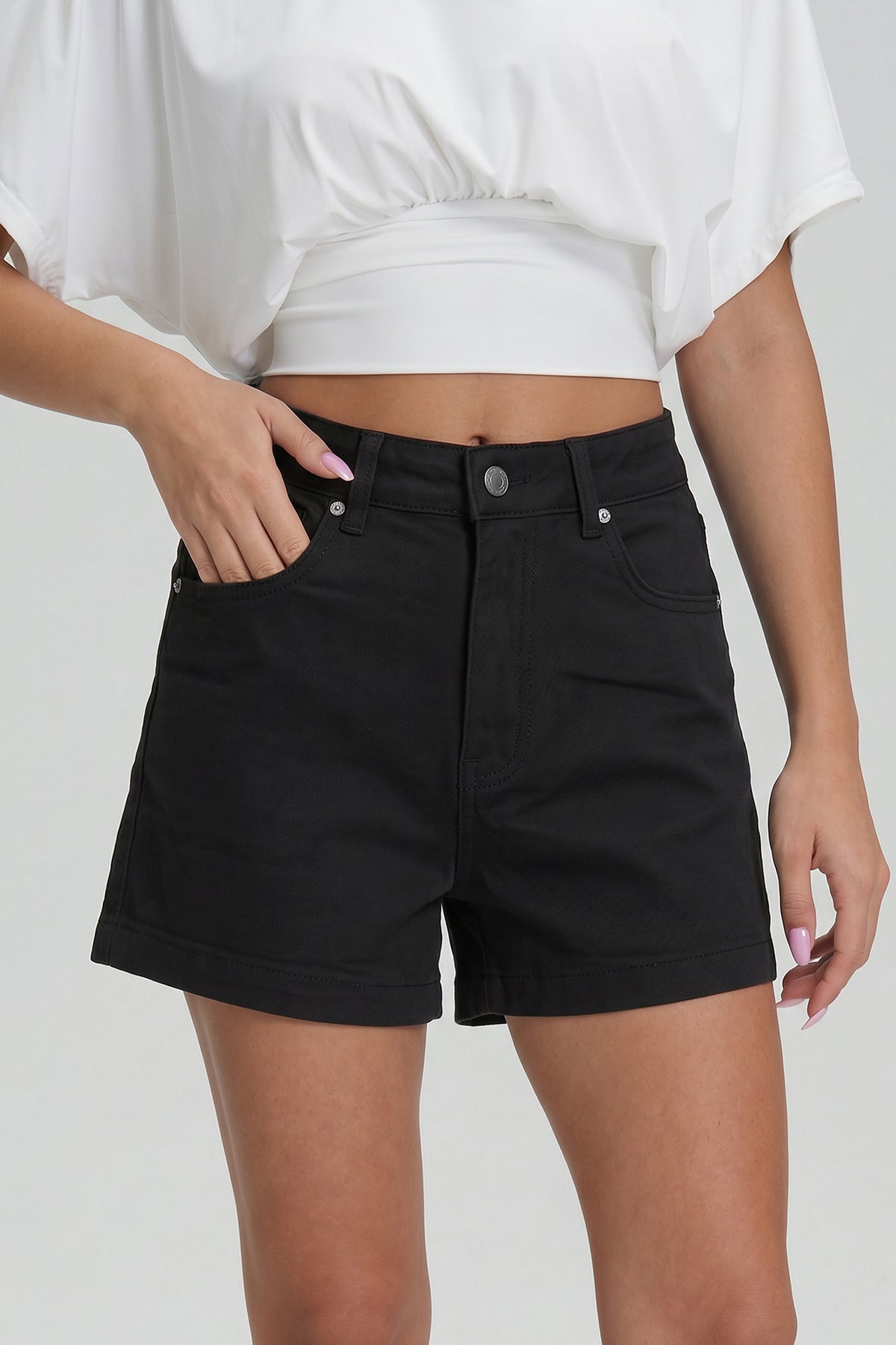 Katch Me Chic Women's Versatile Mid-Rise Durable Stretchy Cotton Shorts, Casual Wrinkle-Resistant Lightweight Denim Shorts for Summer, Comfort Multi-Pocket Women's Bottom
