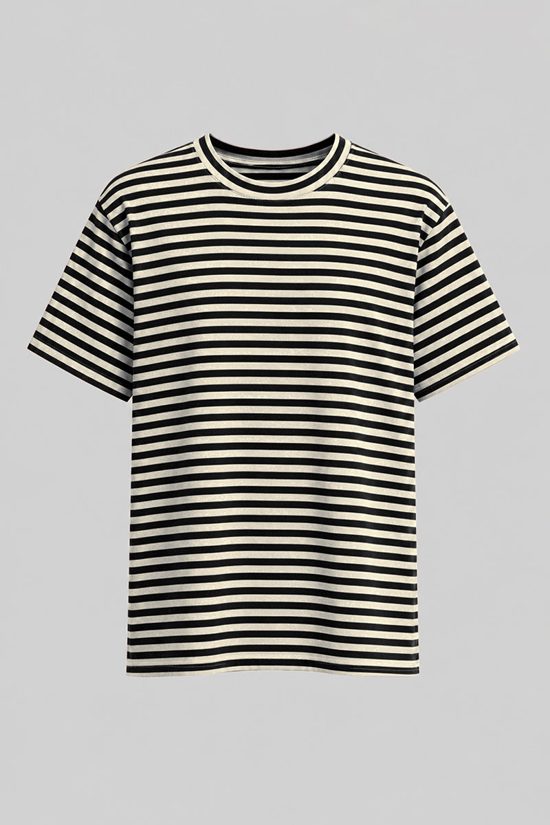 Katch Me Chic Women's Casual Round Neck Stripe Loose Short Sleeve Top, Skin-Friendly Cotton Breathable T-Shirt for Summer, Versatile Pill-Resistant Daily Outfit, Sweat-Wicking Streetwear