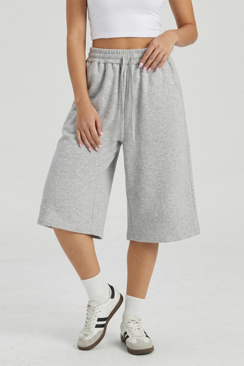 KATCH ME Women's High-Waist Cropped Wide Leg Pants with Pockets