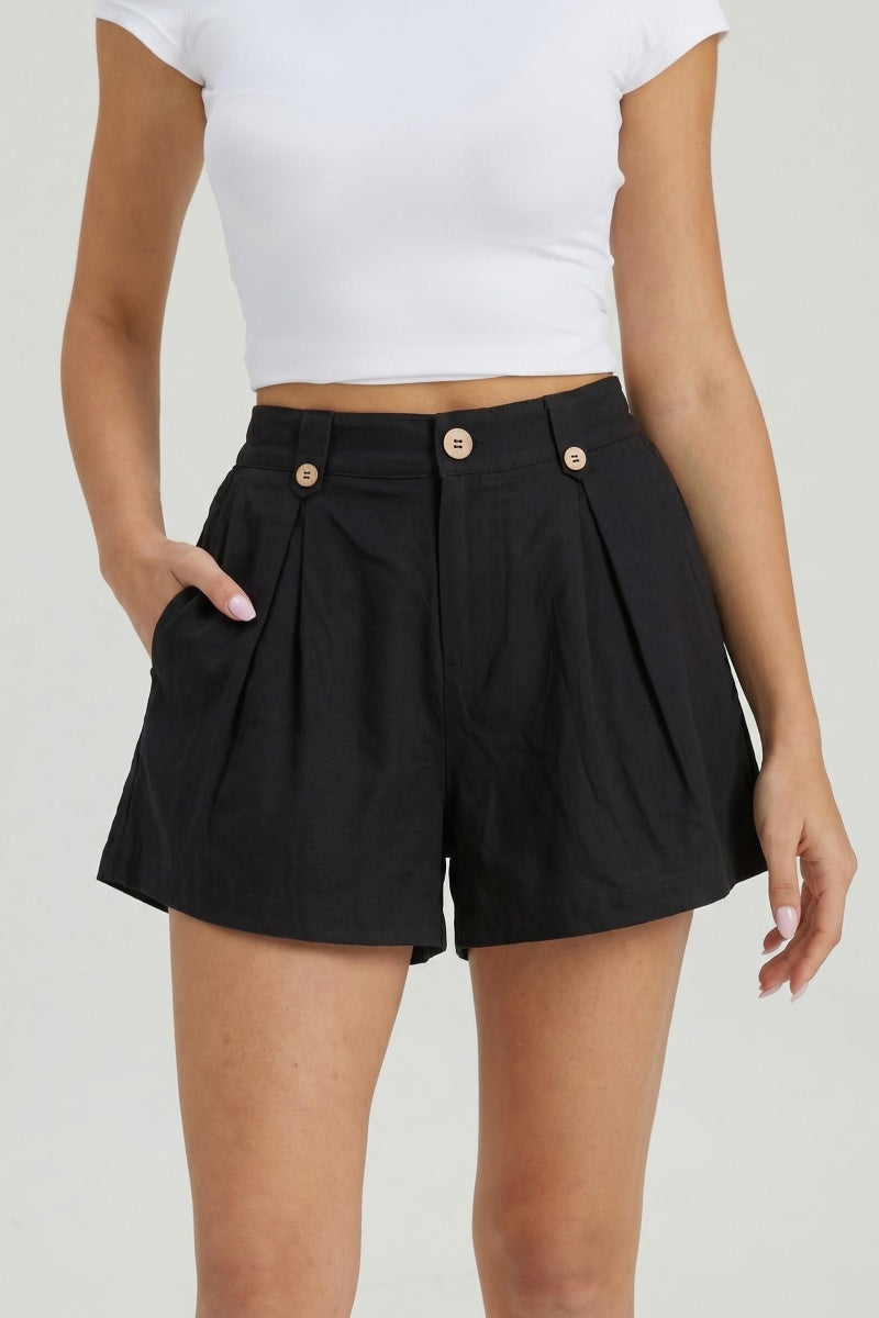 Katch Me Chic Women's Casual Mid-Rise Pleated Stretchy Shorts, Summer Lightweight Side Pocket Women's Bottoms, Simple Style Button Fly Pill-Resistant Breathable Cotton Going Out Outfit #TikTokMadeMeBuyIt #SummerEssentials #LoungeShorts #EverydayWear