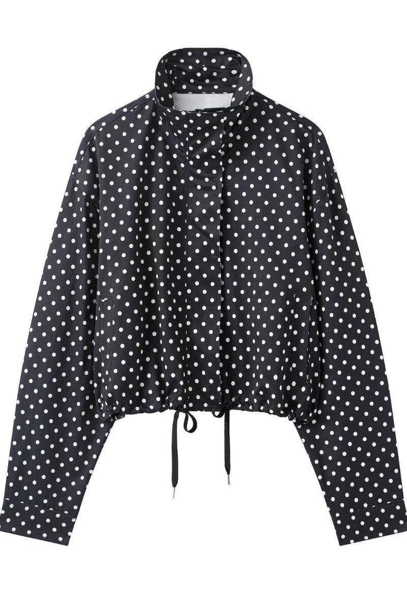 Katch Me Women's Polka Dot Button & Zip Trench Coat