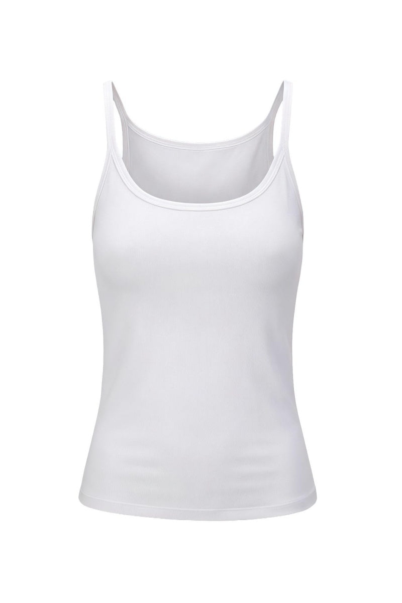 Katch Me Chic Women's Basic Thin Strap Cool Touch Flattering Camisole with Bra Padded, High Stretch Skin-Friendly Cotton Daily Outfit, Lightweight Seamless Pill-Resistant Layering Style Summer Tops