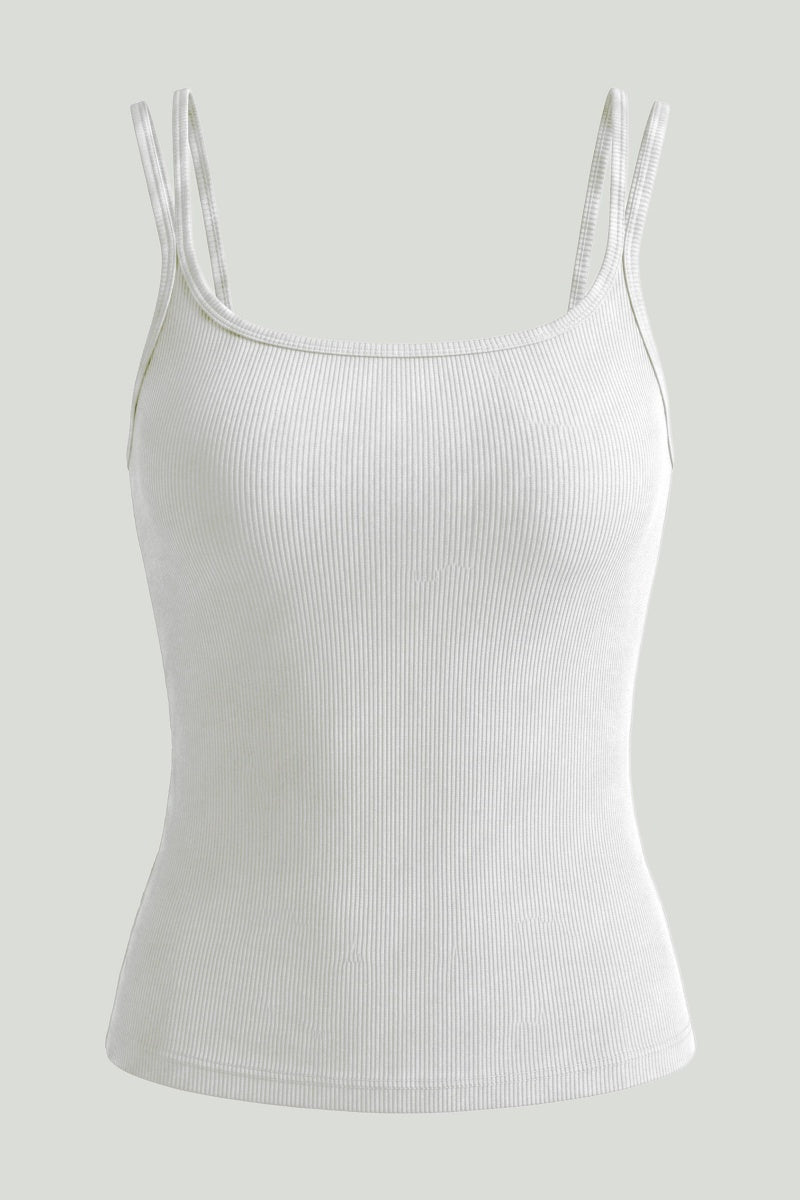 Katch Me Chic Women's Elegant Dual Strap Backless Flattering 2-in-1 Camisole, Breathable Stretchy U-Neck Shelf Bra Going Out Outfit, Lightweight Pill-Resistant Skin-Friendly Summer Tops