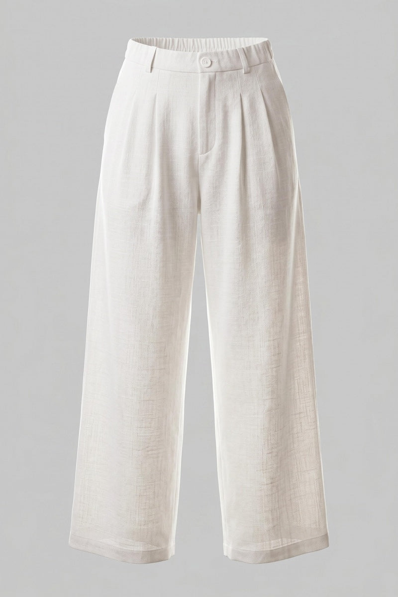 Katch Me Chic Women's Casual High Waist Soft Linen Wide Leg Trousers, Thin Textured Slub Daily Outfits, Flowy Pill-Resistant Bottoms, Lightweight Breathable Slightly Sheer for Summer Wear