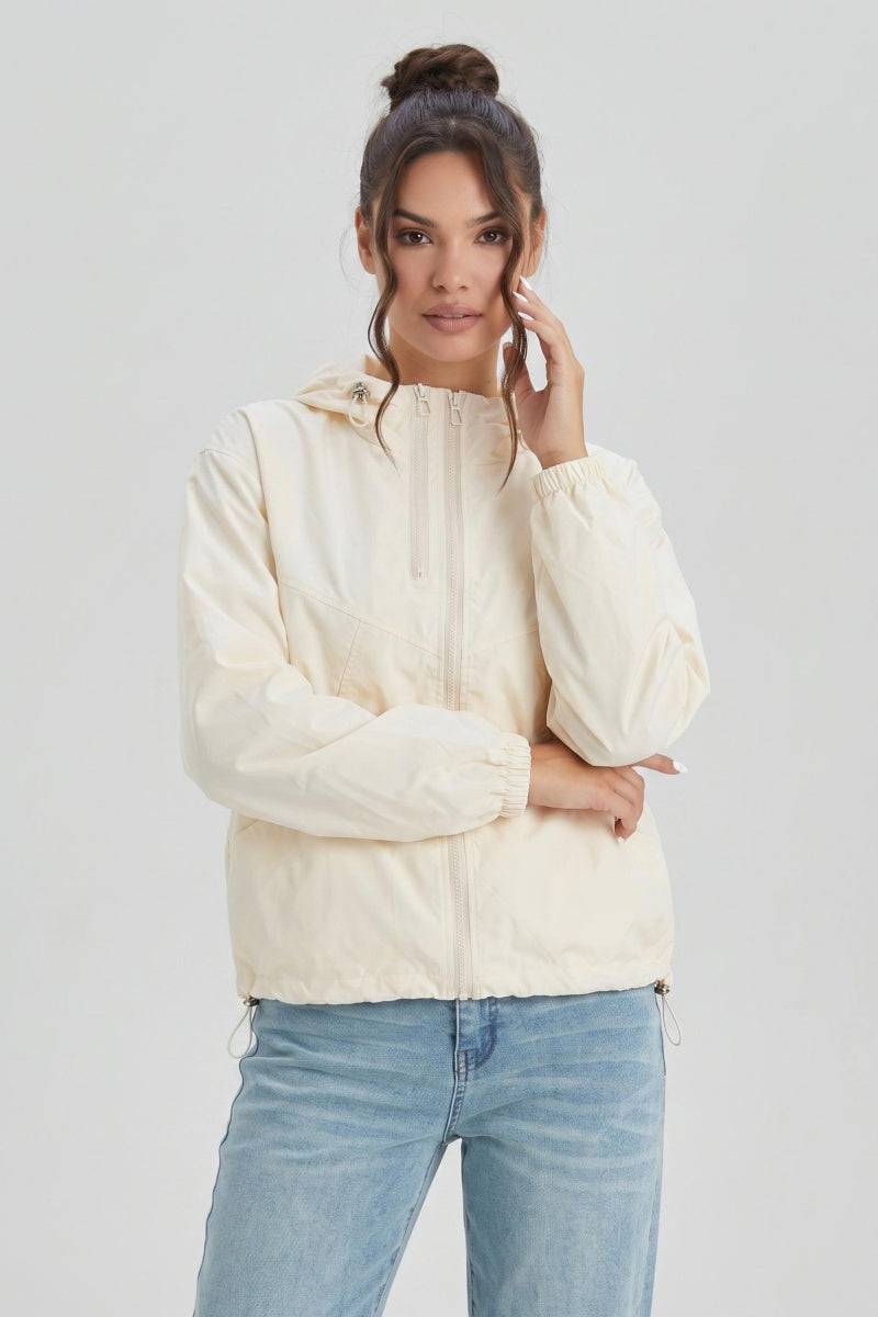 Katch Me Chic Women's Casual Hooded Dual Zipper Loose Windproof Jacket, Versatile Solid Color Long Sleeve Side Pocket Outerwear, Water Resistant UV Protective Lightweight Trench Coat