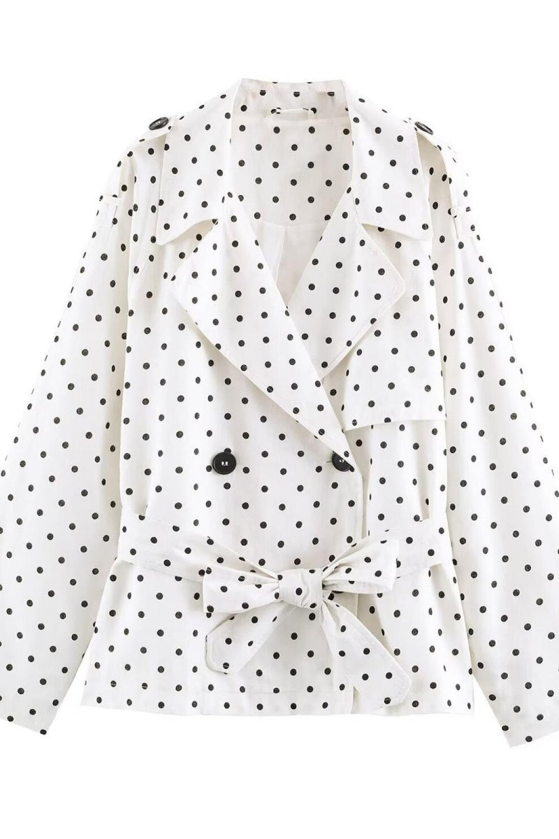 Katch Me Women's Polka Dot Belted Double-Breasted Trench Coat