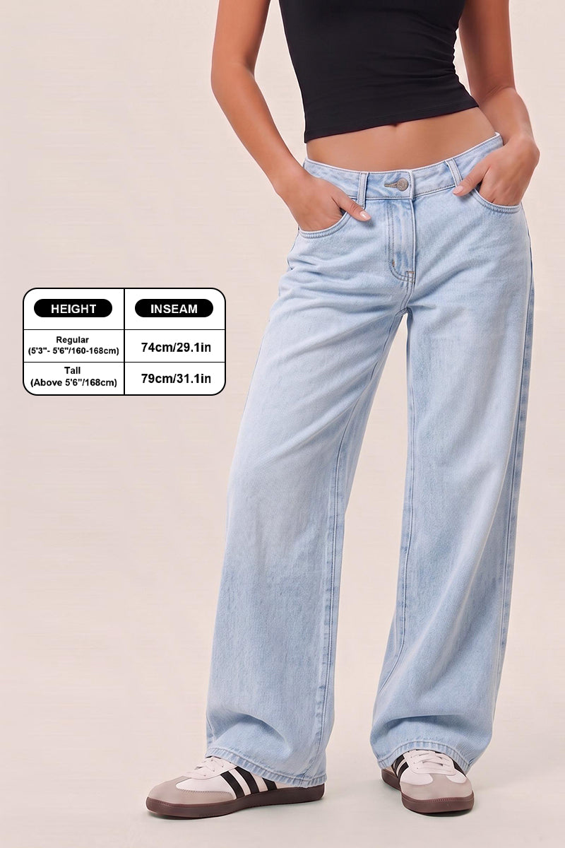 Katch Me Chic Women's Retro Low-Rise Wide Leg Jeans, Casual Lightweight Wrinkle-Resistant Denim Trousers, Durable Multi-Pocket Loose Streetwear