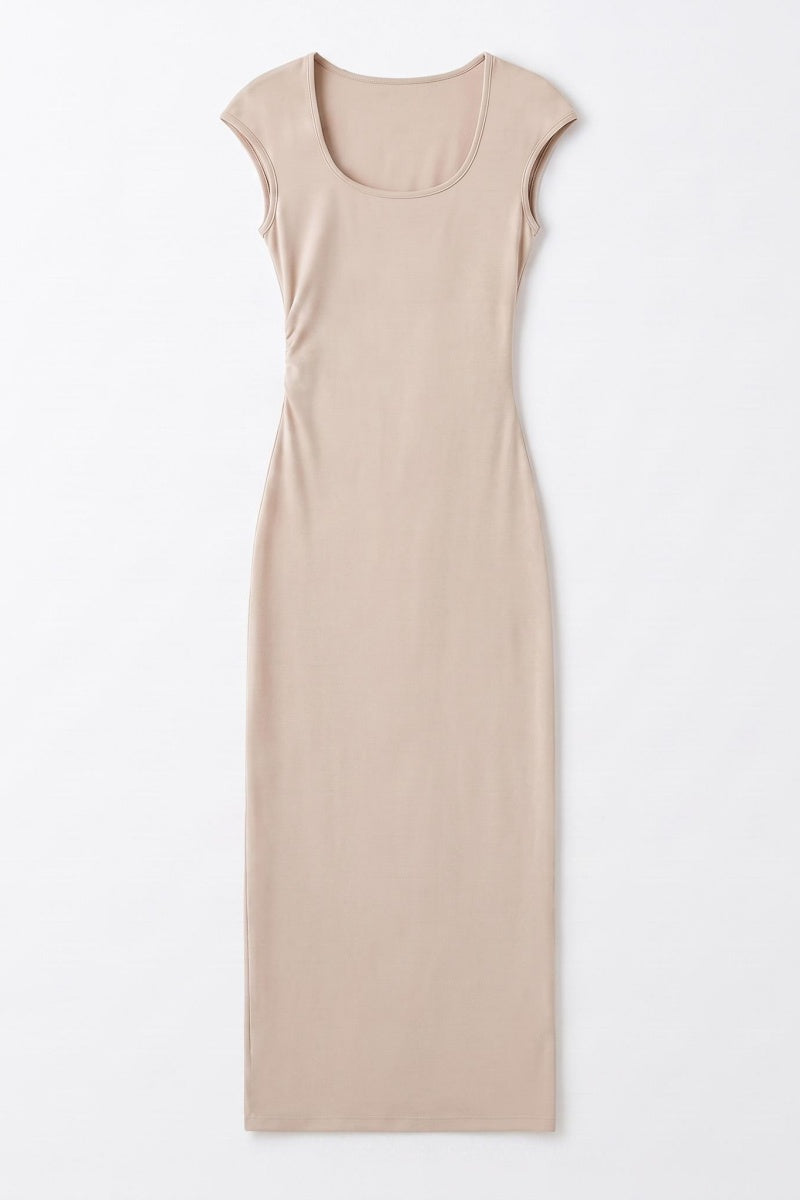 KATCH ME Cap Sleeve Side Ruched Maxi Dress