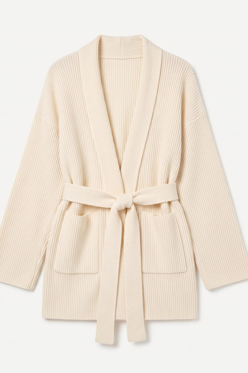 KATCH ME Lazy Fit Knit Cardigan with Waist Tie