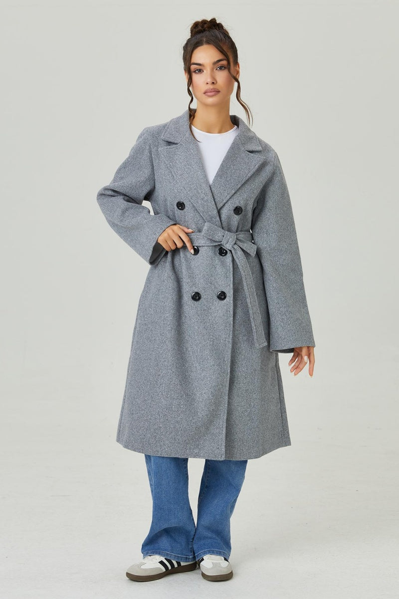 KATCH ME Double Breasted Detachable Belted Pea Coat