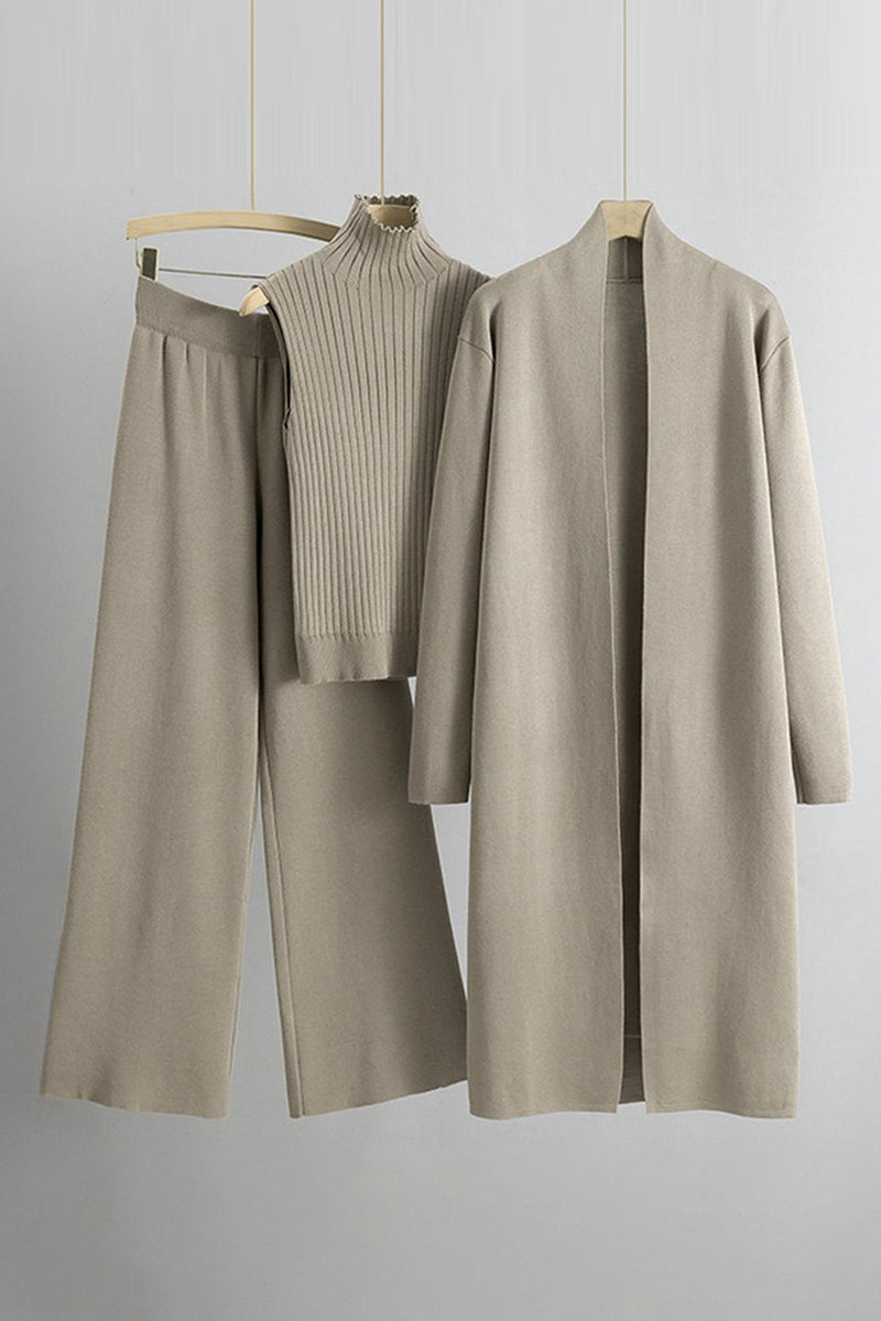 KATCH ME Womens Turtle Neck Tank Top Cardigan Wide Leg Pants Set