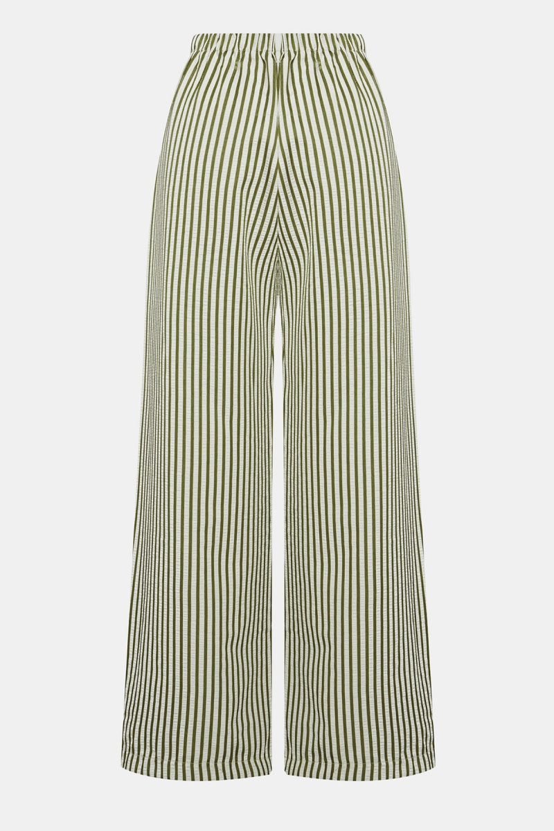 KATCH ME Womens Leopard Print Stripe Wide Leg Pants with Pockets