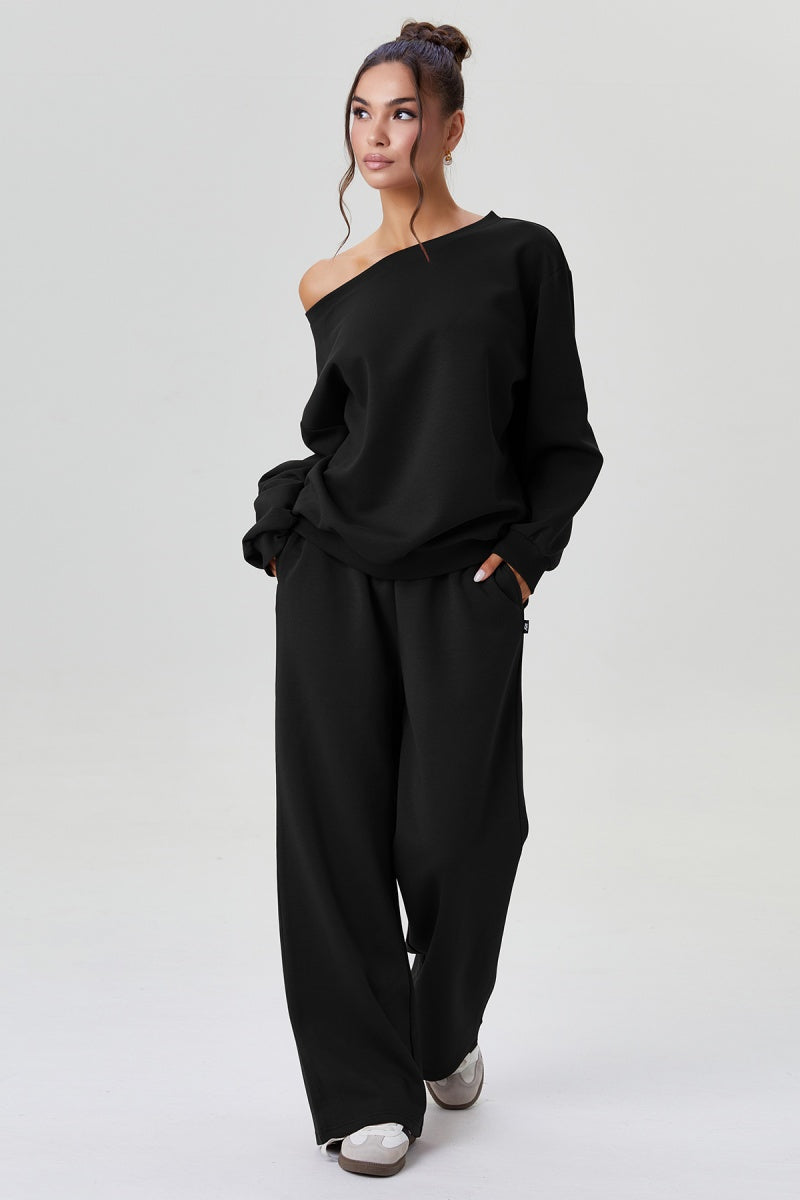 KATCH ME Womens Sloping Shoulder Long Sleeve Top Trousers Set