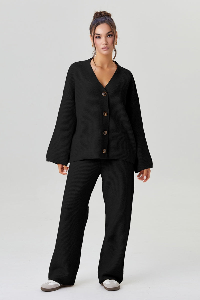 KATCH ME Women's Knit Co-ord - V-Neck Cardigan & Trousers