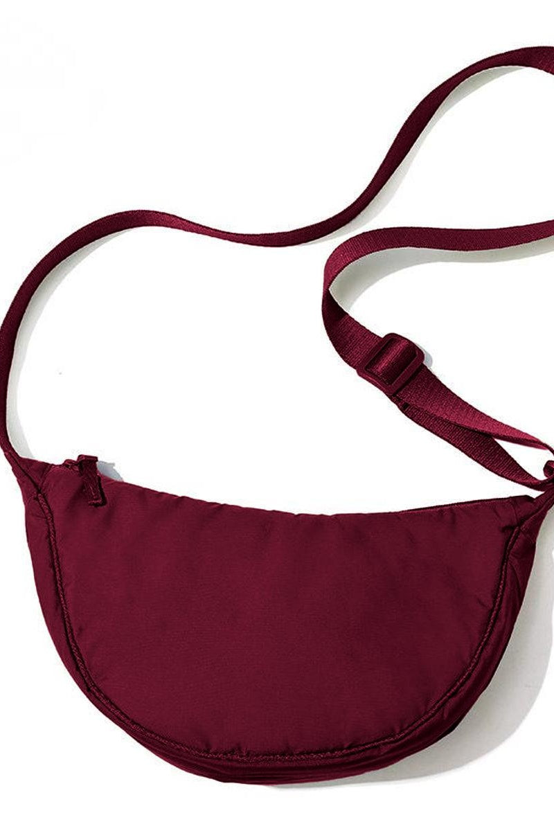 KATCH ME Womens Nylon Zipper Half Moon Crossbody Dumpling Bag