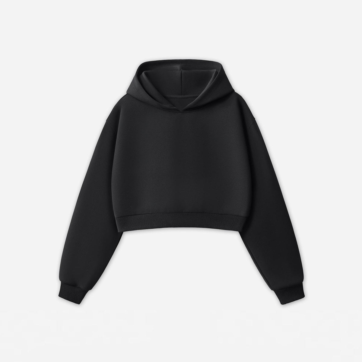 KATCH ME Minimalist Solid Hooded Crop Long Sleeve Hoodie