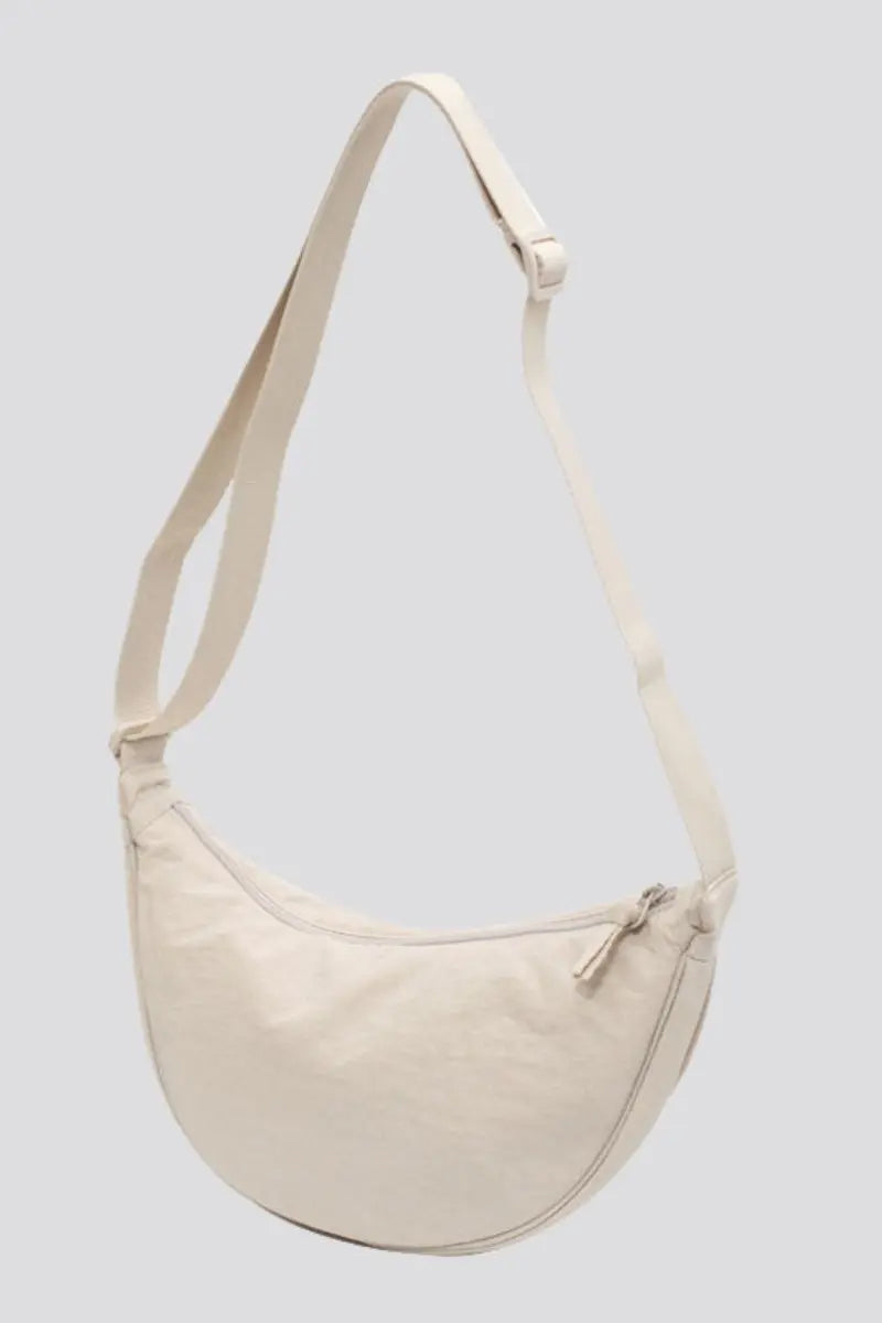KATCH ME Womens Nylon Zipper Half Moon Crossbody Dumpling Bag