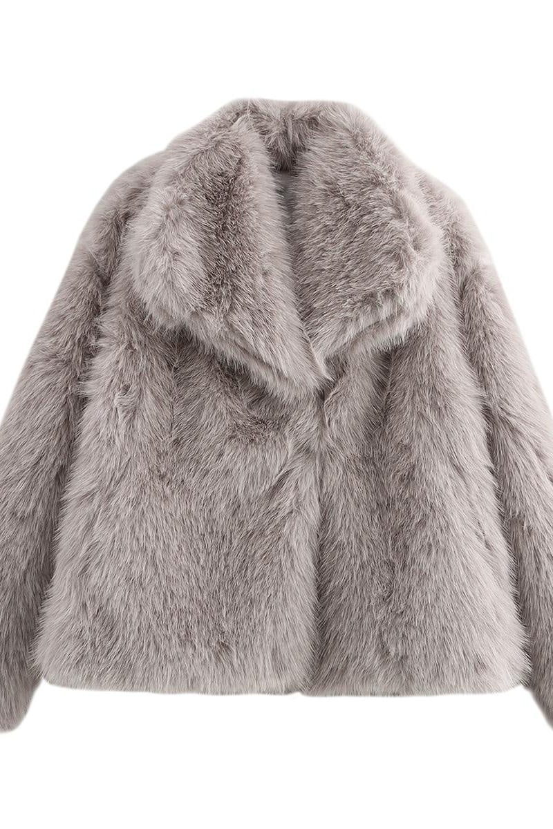 KATCH ME Womens Oversize Wide Lapel Faux Fur Fuzzy Thermal Coat